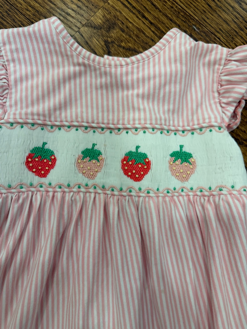 Pink Striped Smocked Strawberry Girls' Dress